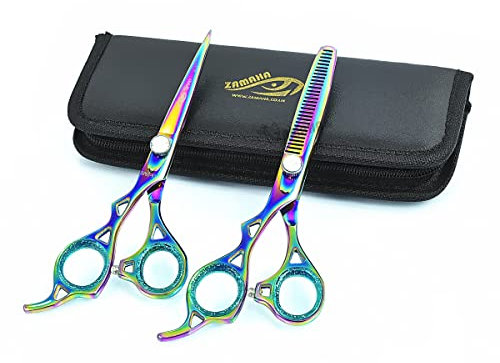 ZAMAHA UK Forbici Professionali da Parrucchiere per Mancini - Kit per Sfoltire i Capelli, da Barbiere, 16,5 cm - per Uomini e Donne