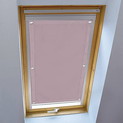 LIVEINU Dachfensterrollo für Dachfenster Verdunkelungsrollo Sonnenschutzrollo UV Schutz Thermo Rollo mit Saugnäpfe Ohne Bohren 100% Blickdicht für Reisen Autos 116x115cm Hell-Pink