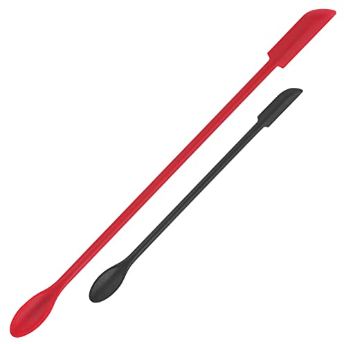 Espátula de maquillaje, Cuttte 2 mini espátulas para cosméticos de silicona pequeña espátula, espátula de belleza reutilizable, espátula pequeña espátula, espátula fina para frasco, raspador, para