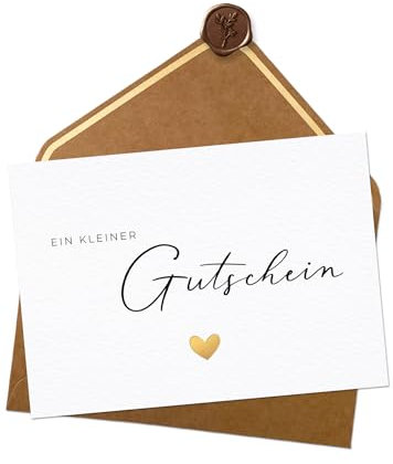 Joli Coon Gutschein zum selber ausfüllen - A6 mit Naturkuvert und Wachssiegel - Gutscheine selbst gestalten