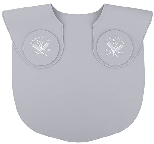 Segbeauty Scialle da Parrucchiere, Collare da Taglio per Capelli, con Mantella in Silicone, Collo Avvolgere il Collo Guardia, Grigio