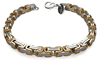 Fly Style Byzantiner Königskette Gold+Silber Edelstahl - Königsarmband Armband Herren 18 Karat teil-vergoldete Kette