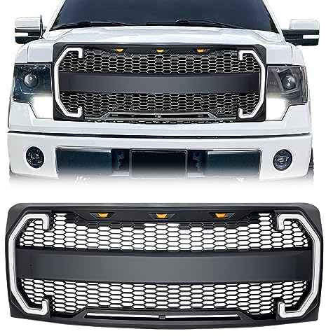 EOMD Front Grill Compatible with 2009-2014 F150 w/DRL & Turn Signal Lights Matte Black
