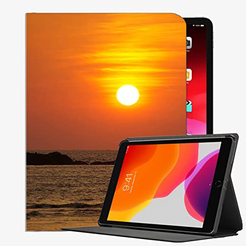 YENDOSTEEN Hülle für iPad Pro 9.7 mit Apple Pencil Halter,Sunset Beach Meer 354 Klappständer Schutzhülle mit Automatischem Schlaf/Aufwach