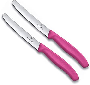 Victorinox | 2 Stück Tafelmesser Swiss Classic | Pink | Tomatenmesser mit Wellenschliff | rostfrei | Swiss Made
