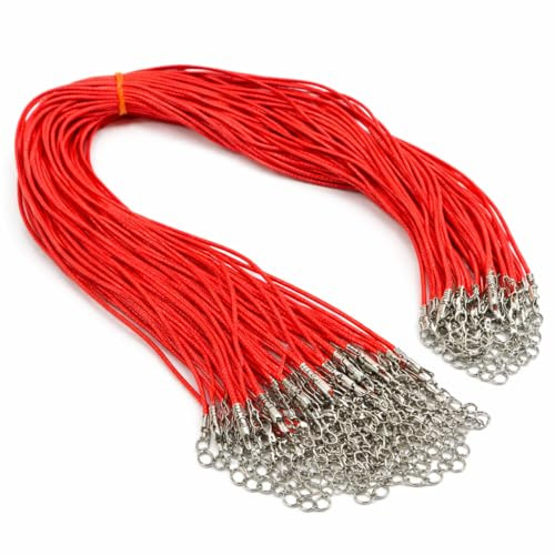 Perlin Cordoncino in cotone cerato 1,5 mm, 30 pezzi, collana intrecciata con chiusura a moschettone in argento