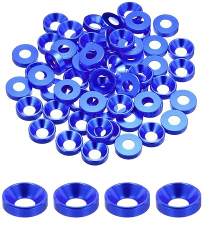 QUARKZMAN Rondelles Coniques M5, Rondelles de Tête de Coupe en Aluminium Anodisé pour Vis RC/FPV/PC/Drone/Accessoires Mécaniques, Lot de 60 (Bleu Foncé)