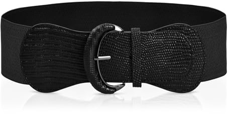 Ceinture Elastique Femme Taille Grande, Idéale pour Robes, Combinaisons, Manteaux - Noir