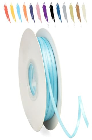 Himmelblau 3mm Satinband 95 Meter, Polyesterband, verschönern Sie Ihre Bastelarbeiten und Feiern, ideal für Geschenkverpackungen, Dekorationen, Hochzeitsautoband, Bänder zum Basteln