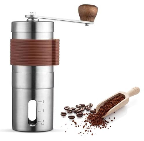 Molinillo de café manual, rebaba de acero CNC de 42 mm, ajuste fino de 48 clics, molinillo de granos de café portátil para aeropress, verter, prensa francesa, espresso, incluye cepillo de limpieza y