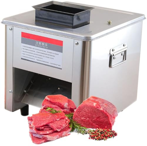ROGHA 850W Meat Cutter Machine, Commercial Raw Meat Slicer Stainless Steel for Boneless Pork Chicken Fish for Family and Commercial Use,7mm