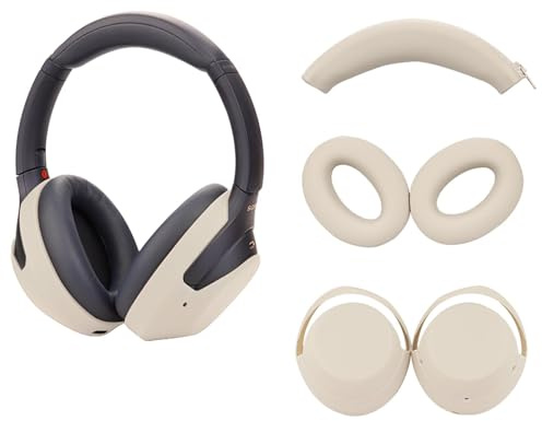 umvowuxa 3 Set Case Cover Compatible with Sony WH-1000XM4 Headphones,Embody Ear Pad Cover/Headband Cover/Ear Cover Soft Silicone Headphones Accessories（Off White）