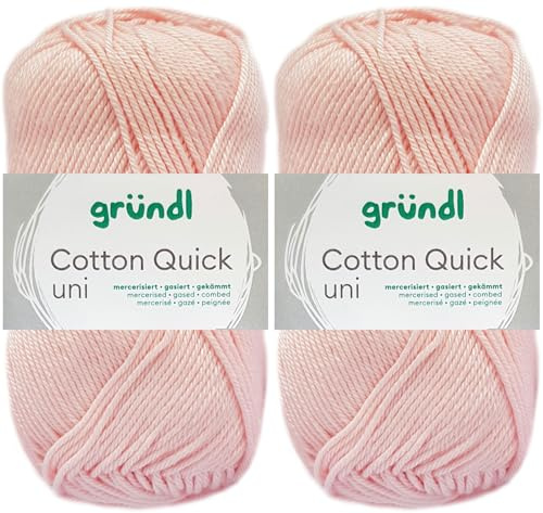 2x50 Gramm Gründl Cotton Quick Häkelgarn aus 100% Baumwolle 133 Hellrosa