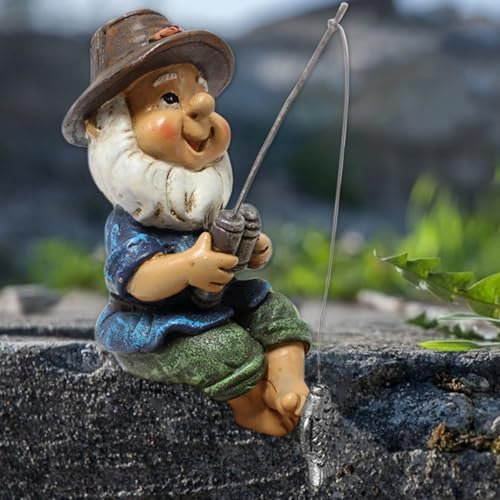 Gatphy Garden Gnome Statues, Fishing Gnomes Garden Ornaments Dwarf Statue Funny Resin Gnome Figurine Dwarf Sculpture Outdoor Decorations Statue for Indoor Outdoor Patio Decor (Fishing Gnomes)
