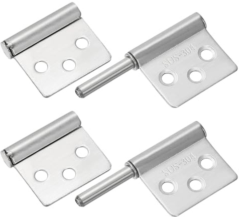 sourcing map Lot de 2 charnières soudables en acier inoxydable 304 de 7,6 x 6,5 cm (L x l) avec charnière pré-perforée, charnières de porte amovibles pour porte battante en métal, rampe de remorque,