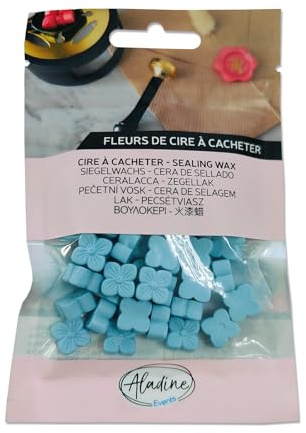 Aladine - 60 Wachsperlen zum Übermalen – Blau – zum Erstellen von Wachssiegel – Wachsblumen – für Hochzeit, Geburt, Briefe, Post, Menüs & Geschenke – 72637