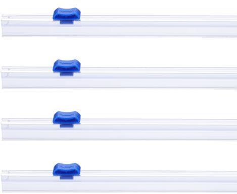 PATIKIL 4pcs Plastic Wrap Cutter, 12inch Plastic Wrap Slide Cutter Snap Card Slot Installation Replacement for Aluminum Foil Wax Paper Parchment Paper Wrap Dispenser, Blue