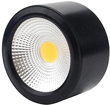 LEYWHEF Faretto da incasso 3 W, montaggio superficiale, illuminazione da soffitto rotonda ad alta luminosità, AC 110 V-240 V, 3000 K/6000 K, lampade supplementari (Black,Warm Light)