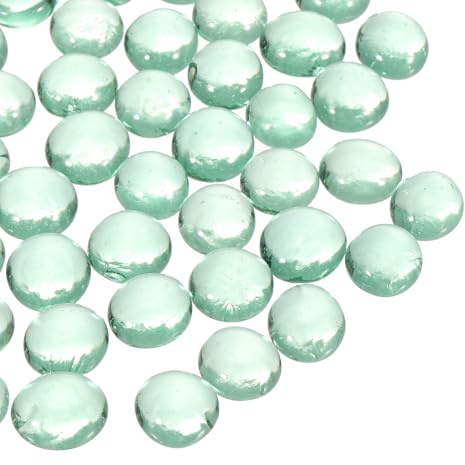 QUARKZMAN 40pz Perle di Vetro Gemme Piatte Verde 0.44lbs 0.47-0.55 Biglie | di Vetro Ciottoli, per Riempimento Vasi Decorazione Acquari Lavoretti Fai-Da-Te, Vetro