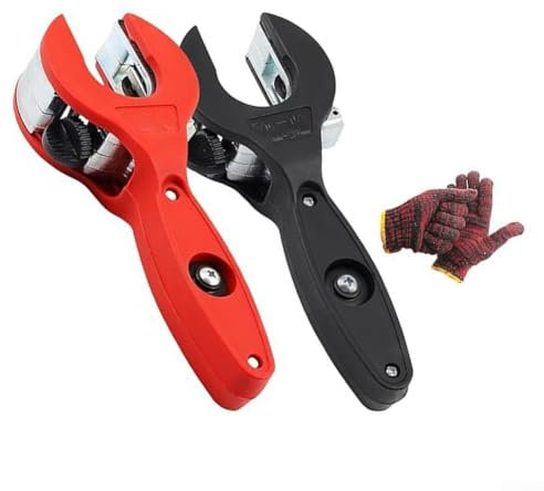 Tagliatubi a cricchetto professionale per l'uso in spazi ristretti e impianti idraulici complessi (rosso)
