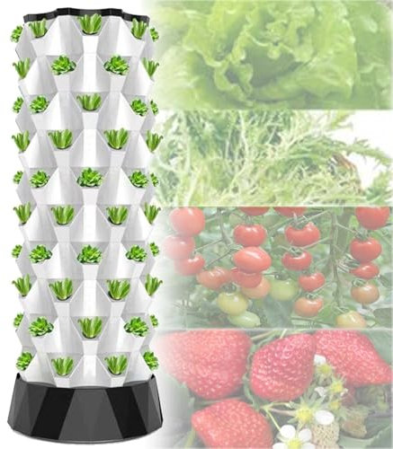 Hydroponic Growing Tower,Intelligent Hydroponic Planting Column,Vertical Hydroponic Tower,for Plants/Vegetable Multi-Layer Hydroponics Tower Growing Equipment,White-10storeys