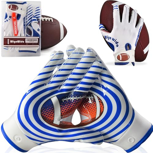 Wigo Wida Premium Grip Youth Football Gloves for Boys Girls | Sticky Silicone Palm, Breathable & Comfortable | Perfect for Receiver Training, Flag Football, Ages 7-15