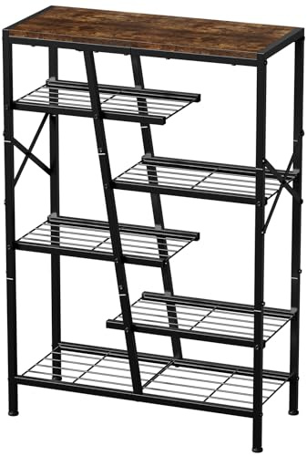 UNITSTAGE Schuhregal, 6-stöckiges Schuhregal, Holz-Aufbewahrungs-Organizer für hohe Stiefel, Turnschuhe, Metall-Schuhregal, Organizer mit Metallgitter-Regalen, 10–12 Paar Schuhe für Schrank