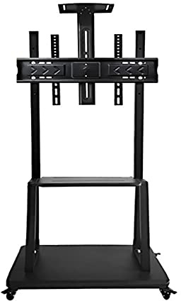 Universal Floor TV Cart with Camera Bracket, Adjustable Height TV Stand with Locking Wheels, Black Heavy Monitor Stand