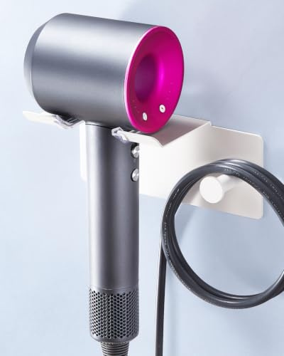 LOXSUN Föhnhalter Wand Ohne Bohren, Föhnhalterung Bad Ohne Bohren, Fönhalter Metall, Fönhalterung für Badezimmer, Selbstklebend Fön Wandhalterung, Hair Dryer Holder für Haartrocknerhalter (Weiß)