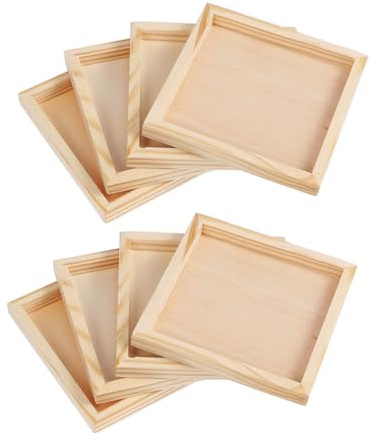 Angoily Unbehandeltes Holztablett für 3D-Puzzles, 8 Stück Sortiertablett | Beige, Naturbelassene Holzoberfläche, Tragbar und Robust, mit Fächern zum Ordnen von Teilen