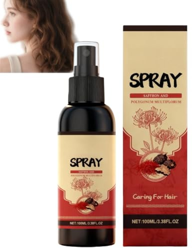 Safran Haar Blackening Spray mit Polygonum Multiflorum & Ingwer Wurzel Extrakte - Kräuter Haarpflege Spray für die tägliche Ernährung, verbessern Trockenheit & Frizzy (1)