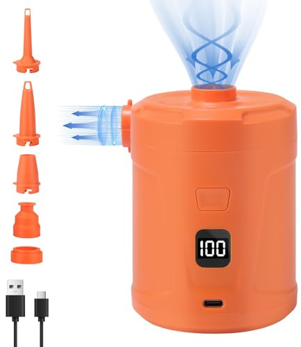 Pompa ad aria elettrica batteria: 2 in 1 mini pompa con 5 bocchette d'aria 5200 mAh batteria ricaricabile gonfiaggio/svuotamento Ultralight Electric Air Pump per Gommone Sacchetto sottovuoto