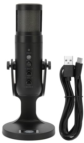 Shuoshenm USB-Kondensatormikrofon mit RGB-Licht, drehbares Aufnahmemikrofon für PC, Laptop, professionelles Studiomikrofon mit Rauschunterdrückungschip, Plug-and-Play-USB-Mikrofon für