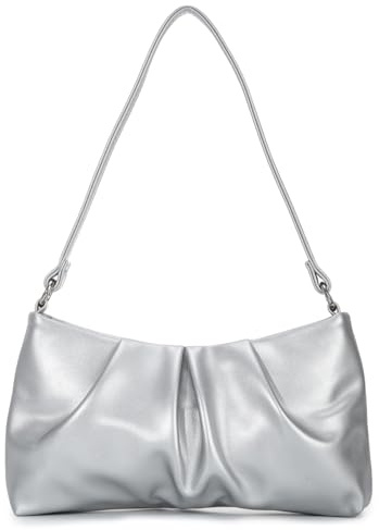 EVEOUT Metallische Clutch Tasche für Damen mit Zwei Kettenriemen,Plissierte Kunstleder Abendtasche Umhängetasche für Party Hochzeit