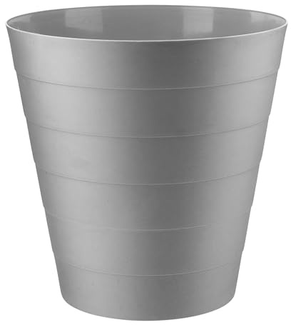 Divan Beds Deals Grey Round 6L Waste Bin | Small Trash Can for Kitchen, Bathroom, Office | Compact Plastic Dustbin for Home, Bedroom Desk | Durable Lightweight Garbage Bin Indoor Use