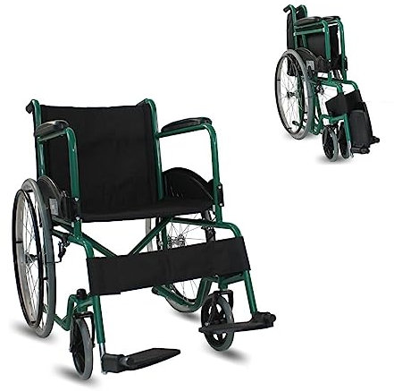 Mobiclinic®, Sedia a rotelle, Auto-propulsa, Carrozzina pieghevole, Alcazaba, Seduta 46 cm, Sistema per superare i cordoli, Braccioli imbottiti, Poggiapiedi ribaltabili, Leggera, Freno sulle ruote