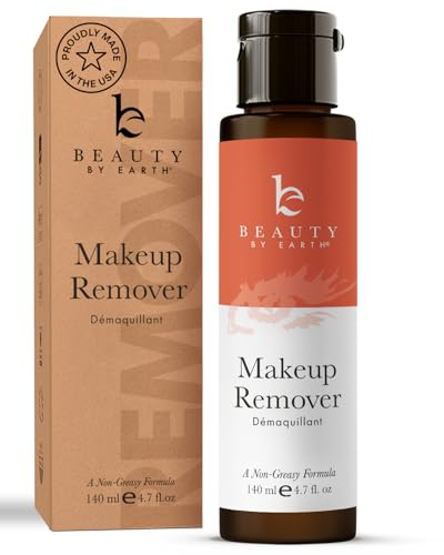 Makeup Remover - USA Made with Natural & Organic Ingredients Face and Eye Make Up Remover, Use with Wipes or Cotton Pads, Gentle Non-Greasy Makeup Remover for Dry, Oily and Sensitive Skin Types