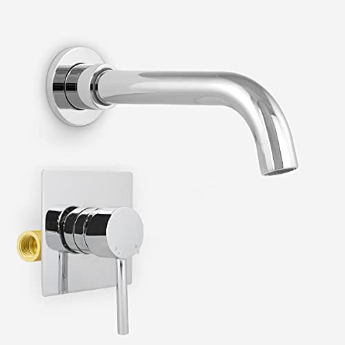 Nes Home | Gio Basin Sink Modern Wall Mounted Tap & Concealed Valve 1/2 Mixer Hot and Cold