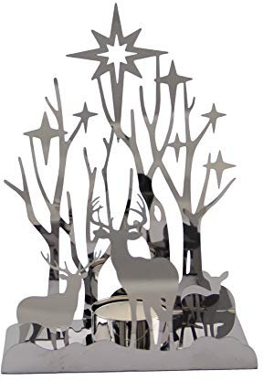 Kaheku Teelichthalter Evani Hirsche Silber, Höhe 17,5 cm