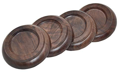 Set di 4 pastiglie verticali per piano caster in legno di noce nero, con tappetino antiscivolo e anti-rumore per protezione del pavimento in legno duro (Black Walnut Wood)
