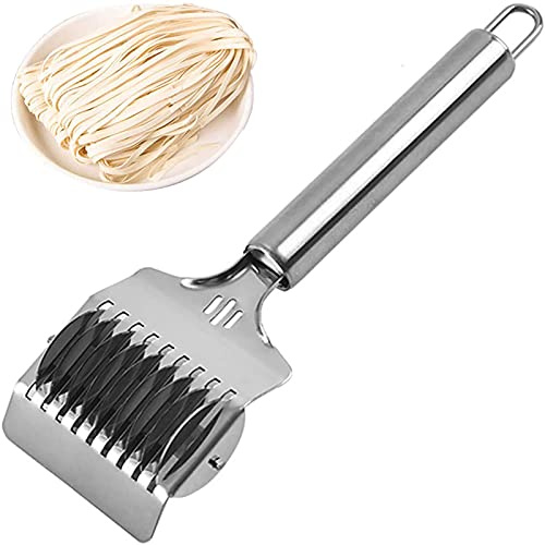 Pasta Noodle Cutter, Stainless Steel Manual Noodle Lattice Roller Dough Cutter Pasta Spaghetti Maker Garlic Ginger Herb Mincer Kitchen Cooking Tools