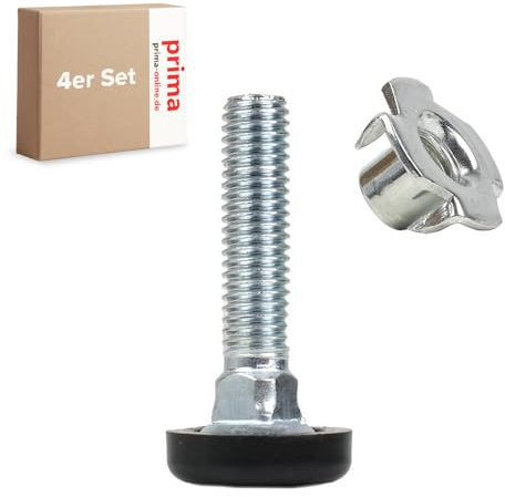 emoebelbeschlaege 4Set M8 Stellteller Stellfuß Möbelfuß versteller Schraubfüße mit Einschlagmutter Höhe 40mm (M8x40mm mit Einschlagmuttern)