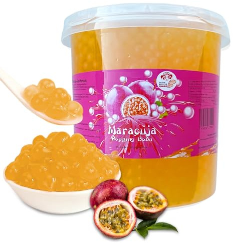 3KG Bubble Tea Perlen Maracuja - Bubbletea Boba Perlen Set - Natur&Vegan- Bubble Tea Perlen Bubbles - Super Ideen zum Selber Machen Bubble Tea und Fantastische Boba Partys