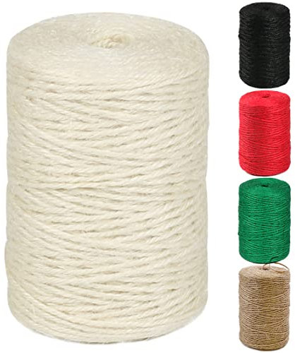 PerkHomy Natural Jute Twine 600 Feet Long Colored Twine Rope for Crafts Gift Wrapping Packing Gardening and Wedding Decor (Beige)