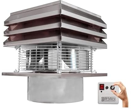 Gemi Elettronica Aspirateur de cheminée en acier pour conduit de cheminée rond professionnel de toit Aspirateur de fumée électrique Tireur de fumée Comignolo Bbq (20 cm - 200 mm)
