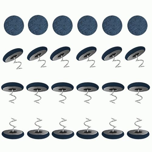 Xniseng 24 PCS Upholstery Tacks - Twist Pins Upholstery, Fabric Covered Button Twist Pins for Upholstery, Slipcovers and Bedskirts (Dark Blue)