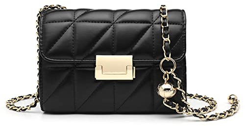 NICOLE & DORIS Sac Bandoulière Femme Petit Sac Cartable Chaine Sac à Main Porté Epaule PU Cuir Sac D'épaule Sac Besace Messenger Bag Crossbody Sac Soirée Noir