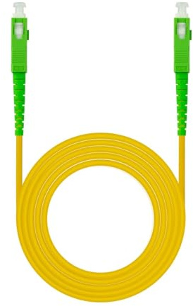 Ewent 25 metri Cavo Fibra Ottica SC/APC per SC/APC Simplex Monomodale 9/125, G.657A2, LSZH, Compatibile con TIM Fibra, Vodafone Fibra, Wind Fibra e Tre Fibra etc, Giallo/Verde 25M