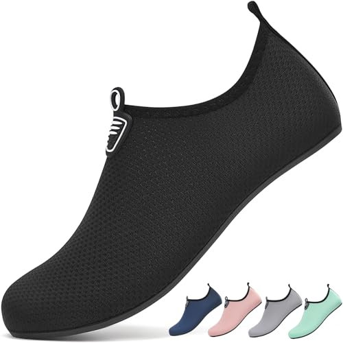 RUOMU Scarpe da Scoglio Donna Uomo Scarpette Mare Scogli Scarpe Acqua Antiscivolo Scarpe Spiaggia per Immersione Nuoto Vela Sport Acquatici(Nero,41 EU)