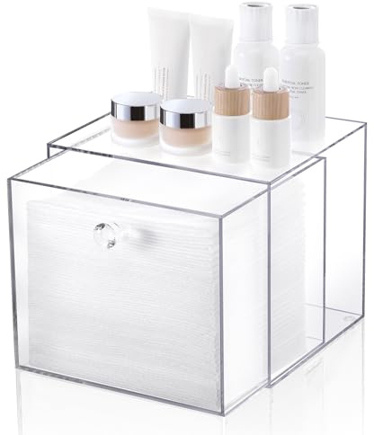 Disposable Face Towel Container Box Compatible with Clean Skin Club Clean Towel XL, AcrylicTowel Storage Bin with Drawer, Makeup Organizer stackable holder, Ideal for Vanity, Bathroom Organization